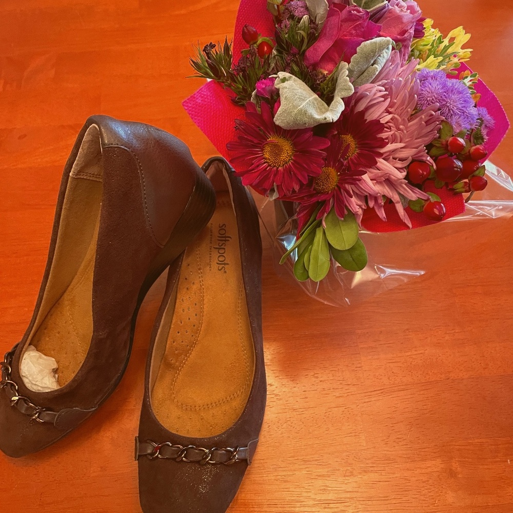 Softspots-Cassia-Coffee Print/Chocolate Size US 7.5-Euro-38.5
